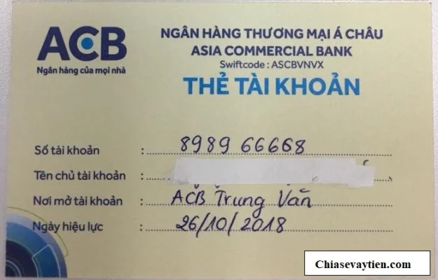 Phong bì thư kích hoạt thẻ ngân hàng ACB