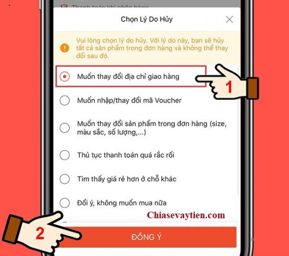 Huỷ đơn hàng trên ứng dụng Shopee