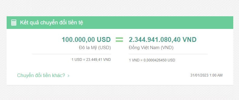 Kết quả Tỷ giá tiền Đô trên exchange-rates.org