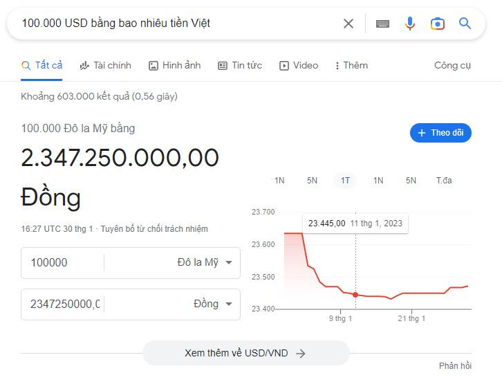 100 Nghìn Đô Bằng bao nhiêu tiền Việt Nam