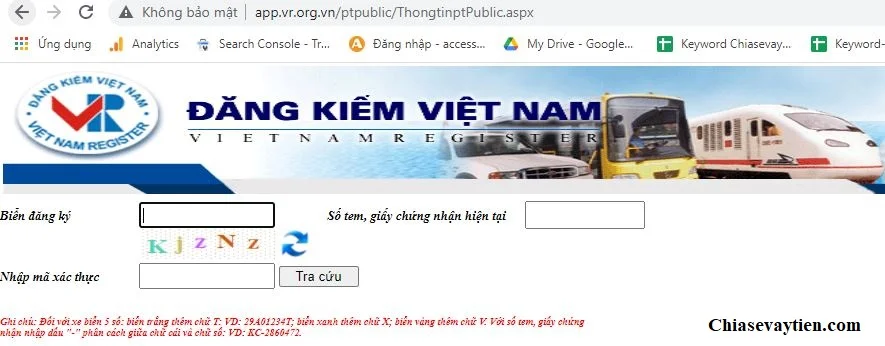 Website cục đăng kiểm Việt Nam