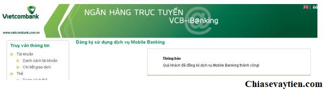 Đăng ký Mobile Banking Vietcombank