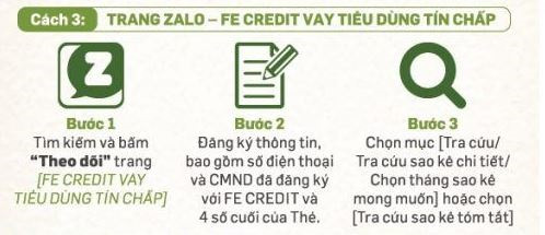 Tra cứu sao kê thẻ tín dụng Fe Credit qua Zalo