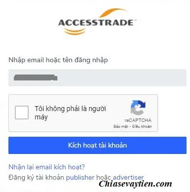 Kích hoạt tài khoản Accesstrade