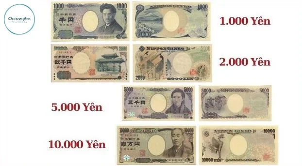 Các mệnh giá tiền Yên Nhật
