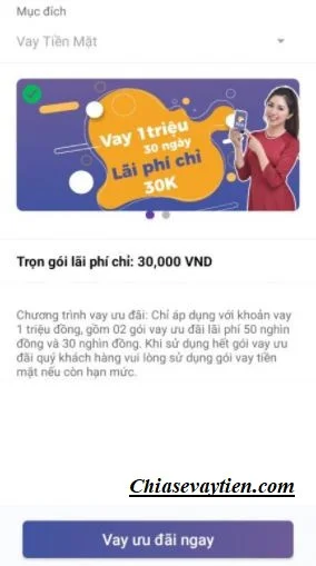 Gói vay ưu đãi - nhận ngay 1 triệu - lãi suất chỉ là 30.000 đồng