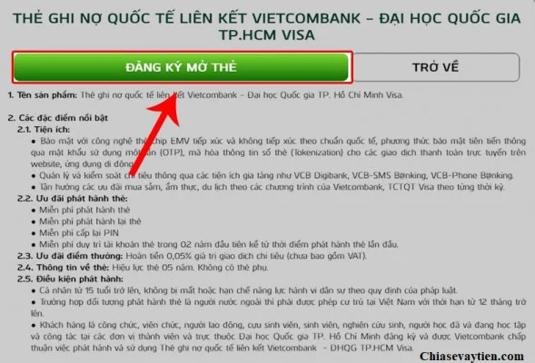 Mở thẻ tín dụng Vietcombank Online