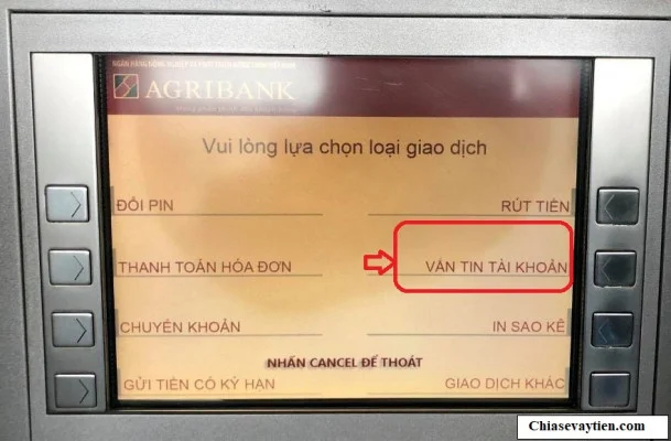 Kiểm tra số dư tài khoản Agribank qua ATM