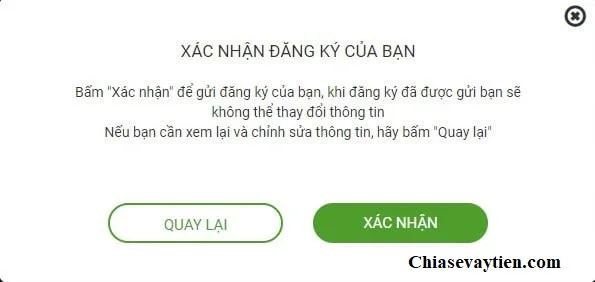 Xác nhận đăng ký vay tín chấp theo lương VPBANK