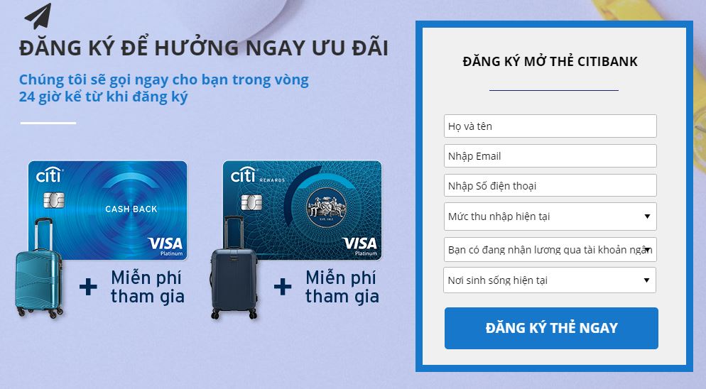 Mở thẻ tín dụng Citibank Online