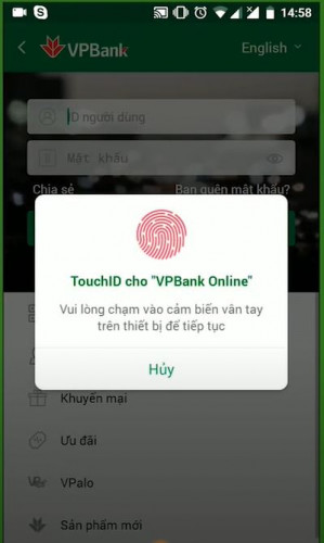 Thanh toán tiền điện bằng thẻ tín dụng qua app VPBank Online